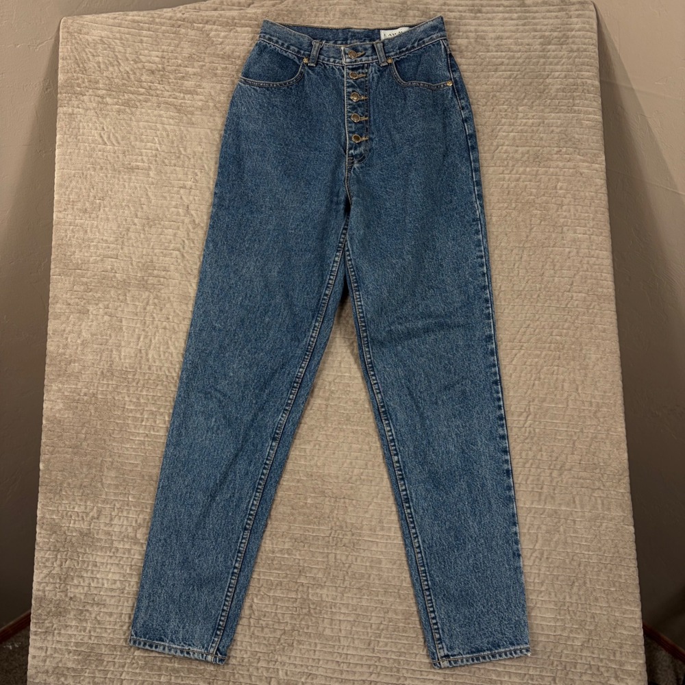 Vintage Lawman Western High Waist Button Fly Tapered Jeans Medium Wash Size 9